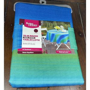 Better Homes and Gardens Cool Stripe 70” Round‎ Tablecloth NEW UV Resistant